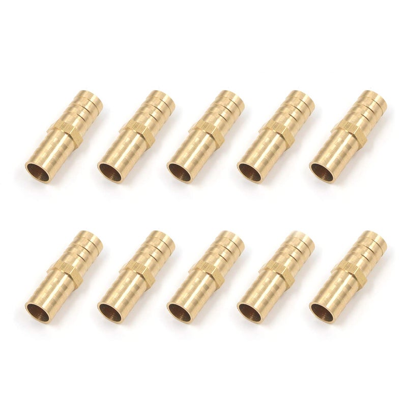 Antrader 10-Pack Straight Coupling Brass Hose Fitting, Barb PEX Pipe Fittings, 1/2" x 1/2" Barb - Image 1